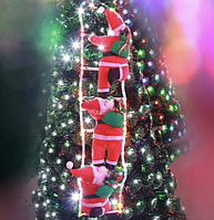 Светящаяся новогодняя фигура три Деда Мороза LED на лестнице по 25 см