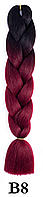 Канекалон чорний + бардо червоне дерево Довжина 60 ± 5 см Вага 100 ± 5 г Термостійкий двоколірний Jumbo Braid