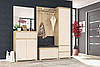 Стильний модульний передпокій у довгий вузький коридор з дзеркалом і тумбою для взуття бежевий Торіно 206 см Мебель Сервіс, фото 3