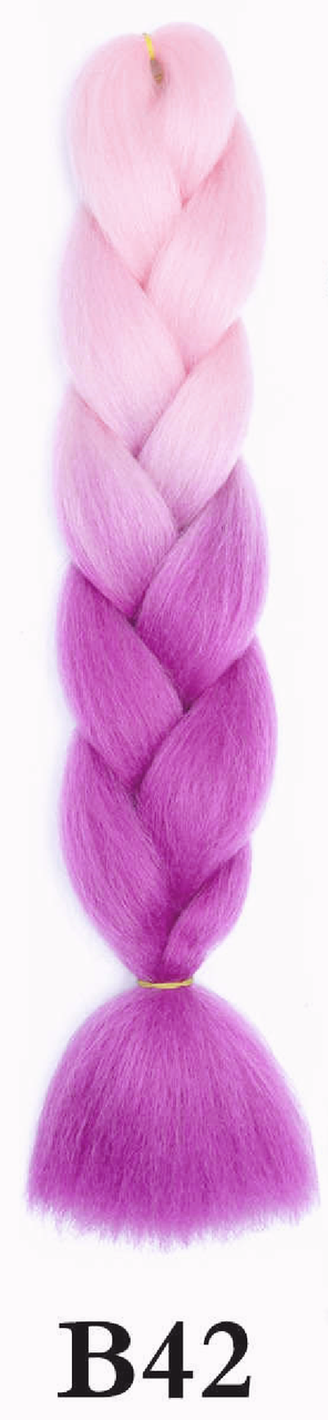 Канекалон світлий рожевий А16 + бузковий бузок Довжина 60 ± 5 см Вага 100 ± 5г Термостійкий Jumbo Braid В42