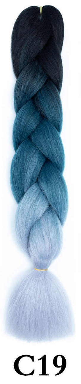 Канекалон чорний + синьо зелений + сірий холодний А40 Довжина 60 ± 5 см Вага 100 ± 5 г Термостійкий