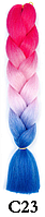 Канекалон малиновый розовый + светлый розовый А16 + синий 60 ± 5 см Вес 100 ± 5г Термостойкий Jumbo Braid С23