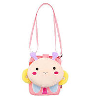 Детская сумка розовая через плечо сумочка мини "Бабочка" велюр кросс боди для малышей девочке для телефона
