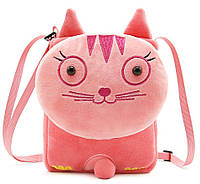 Дитяча сумка рожева сумочка через плече міні "Кішечка" велюр крос боді для малюків дівчинці для телефону