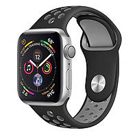 Ремешок браслет для Apple Watch 38mm/40mm/42mm/44mm Series 1/2/3/4 черный с серым