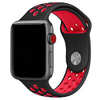 Ремешок браслет для Apple Watch 38mm/40mm/42mm/44mm Series 1/2/3/4 черный с красным