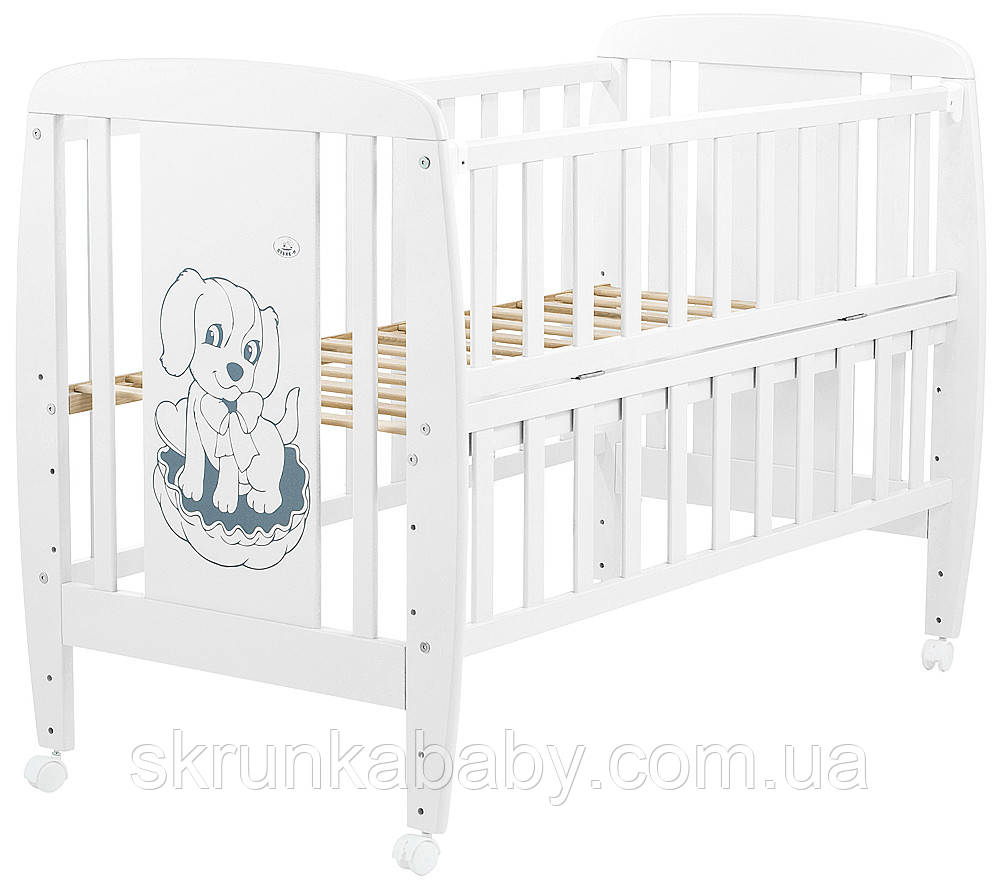 Ліжко Babyroom Песик відкидний бік, колеса DJO-01 Бук білий, фото 1