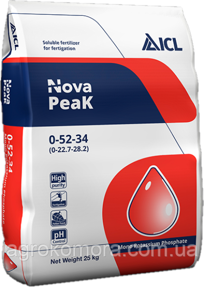 Монокалійфосфат MKP 0-52-34 Nova PeaK, 25 кг ICL Ізраїль