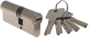 Циліндр GERDA H-PLUS 70 мм 30/40 ключ/ключ, 5 ключів нікель сатин (Польща)