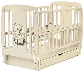 Ліжко Babyroom Песик (маятник, ящик, відкидний бік) Бук колір слонова кістка