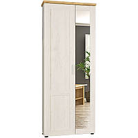 Маленька розпашна вузька біла шафа з дзеркалом для верхнього одягу в передпокій коридор Лора Мебель Сервіс