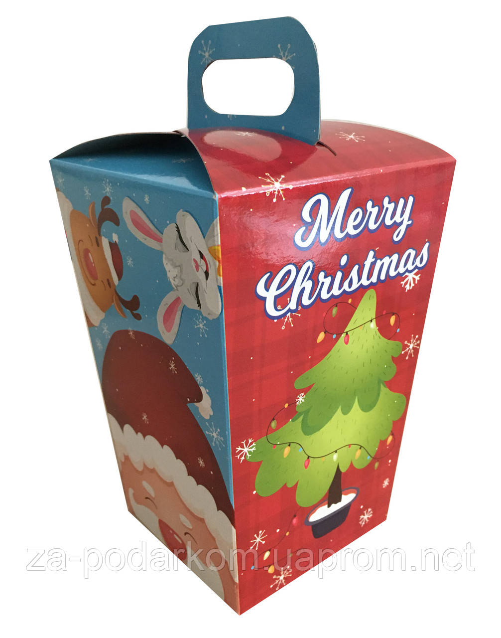 Упаковка новорічна з картону Ліхтарик Мері Крістмас для солодощів 400-500г