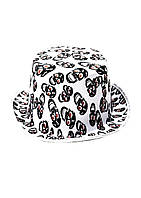 Цилиндр колпак шляпа с черепками белый на Хэллоуин, маскарад