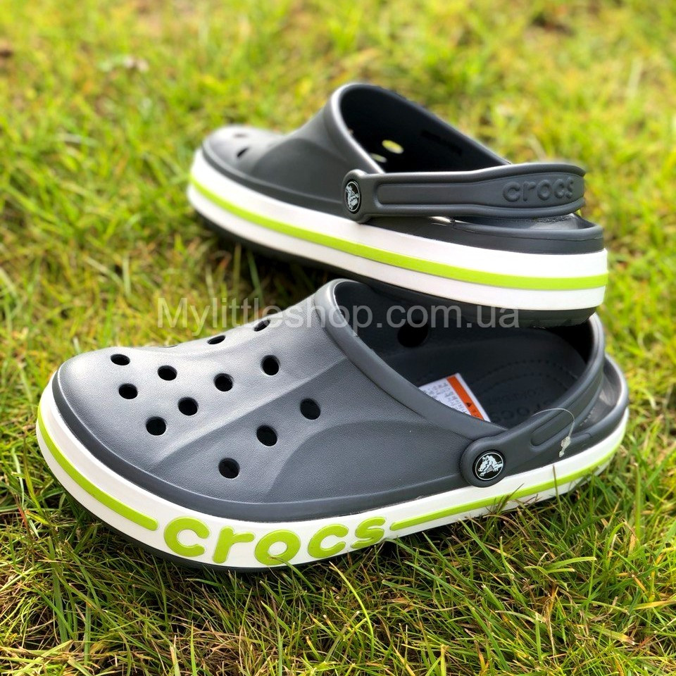 Сабо Crocs Bayaband Clog 44 р 28.4-29 см Сірі з зеленим 205089-0A3-M11/W13 Charcoal, фото 1