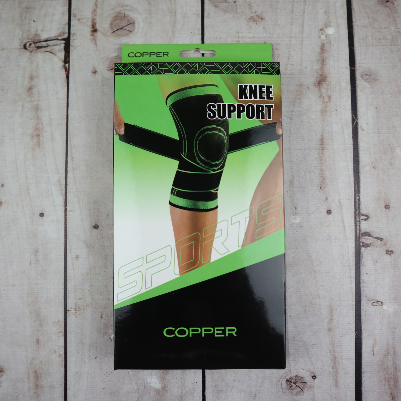 Наколенник Бандаж коленного сустава Knee Support Copper Черно-зелёный Компрессионный от травм растяжений ФОТО - фото 3 - id-p1492234777