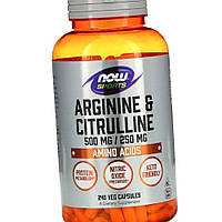 Аргинин и цитруллин NOW Arginine & Citrulline 500 mg/250 mg 240 вегетарианских капсул