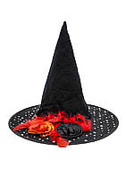 Стильний капелюх відьмочки з трояндами в горох на Гелловін, маскарад