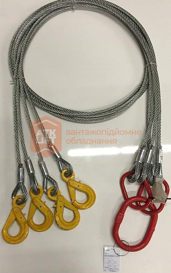 Строп канатный (стальной трос) 4СК(паук) г/п 1,6 тонн длина от 1 метра ...