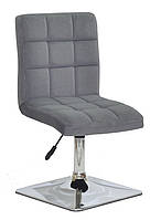 Стілець Augusto 4-CH-Base сірий 1004 велюр, на квадратній хромованій опорі, з регулюванням висоти, фото 2