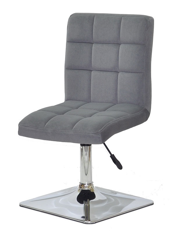 Стілець Augusto 4-CH-Base сірий 1004 велюр, на квадратній хромованій опорі, з регулюванням висоти, фото 1