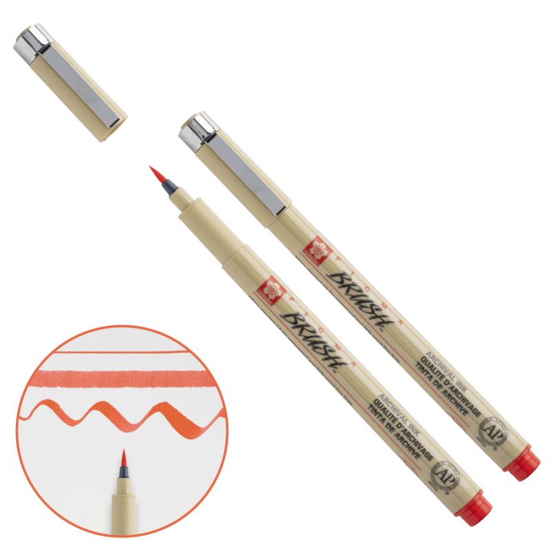 Лінер-пензель червоний Sakura PIGMA Brash XSDK-BR#19, 352094, фото 1