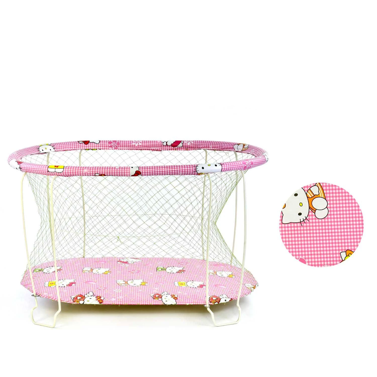 Дитячий ігровий манеж (овальний, м'яке дно, сітка) №8 "Hello Kitty" Рожевий, фото 1