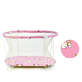 Дитячий ігровий манеж (овальний, м'яке дно, сітка) №8 "Hello Kitty" Рожевий