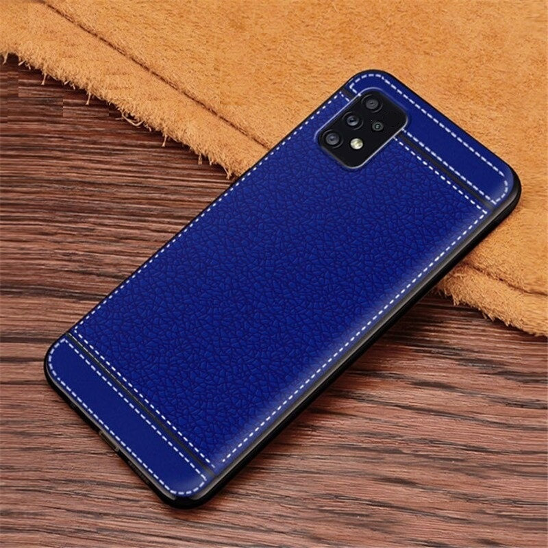 Чохол Fiji Litchi для Samsung Galaxy A52 (A525) силікон бампер з рельєфною текстурою синій