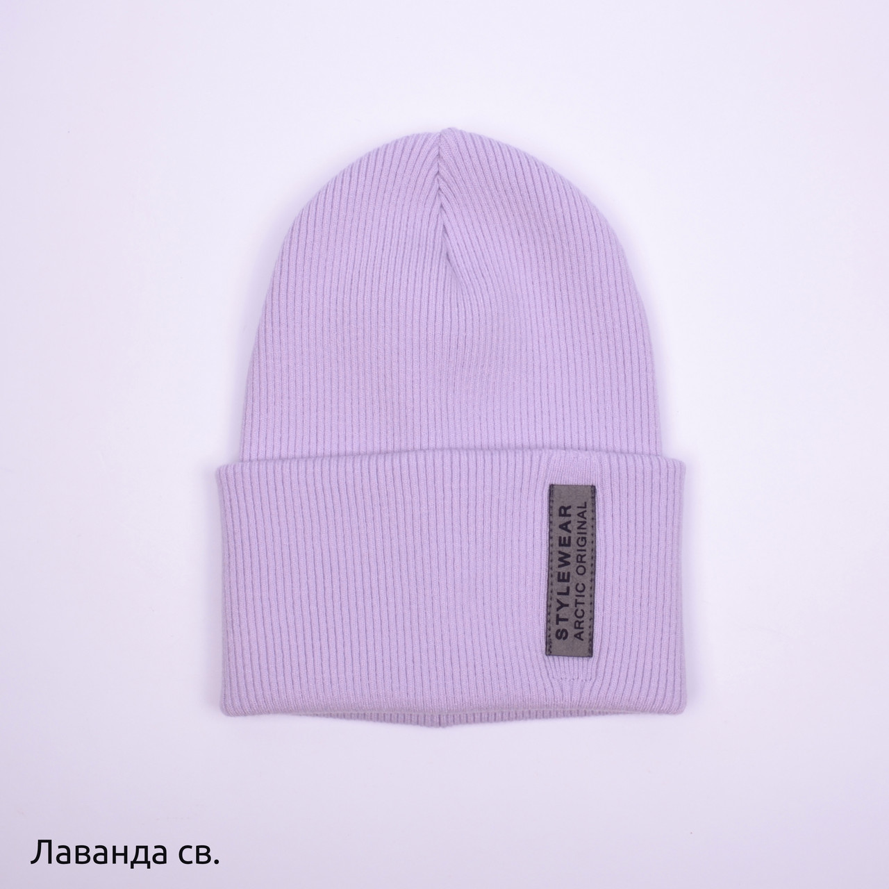 Шапочка для дівчинки 1-3 роки Шапка в рубчик весняна осінка шапка двошарова колір лаванда