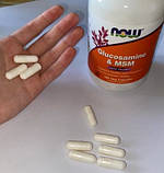 Глюкозамін та ЧСЧ NOW Glucosamine & MSM 180 капсул вегетаріанських, фото 3