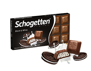 Шоколад якісний молочний чорний з білим  Black & White 100г TM Schogetten Шогеттен Німеччина