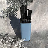 Набір кухонних ножів із підставкою 7 предметів Edenberg EB-11027 Набір ножів із неіржавкої сталі Блакитний, фото 4