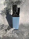 Набір кухонних ножів із підставкою 7 предметів Edenberg EB-11027 Набір ножів із неіржавкої сталі Блакитний, фото 9