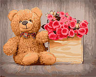 Картина за номерами "Медведик з квітами" ArtStory в подарунковій коробці 40х50см AS1043