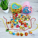 Дерев'яна шнурівка-буси MD 0344 виготовлена з натурального дерева та пофарбована в яскраві кольори., фото 4