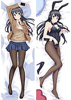 Дакімакура 150х50 см Маї Сакурадзима Mai Sakurajima Май Подушка зі знімною наволочкою обіймашка аніме