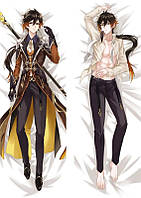 Дакімакура 150х50 см Чжун Лі ZhongLi Genshin Impact Подушка обіймашка аніме паростокова двостороння тяг