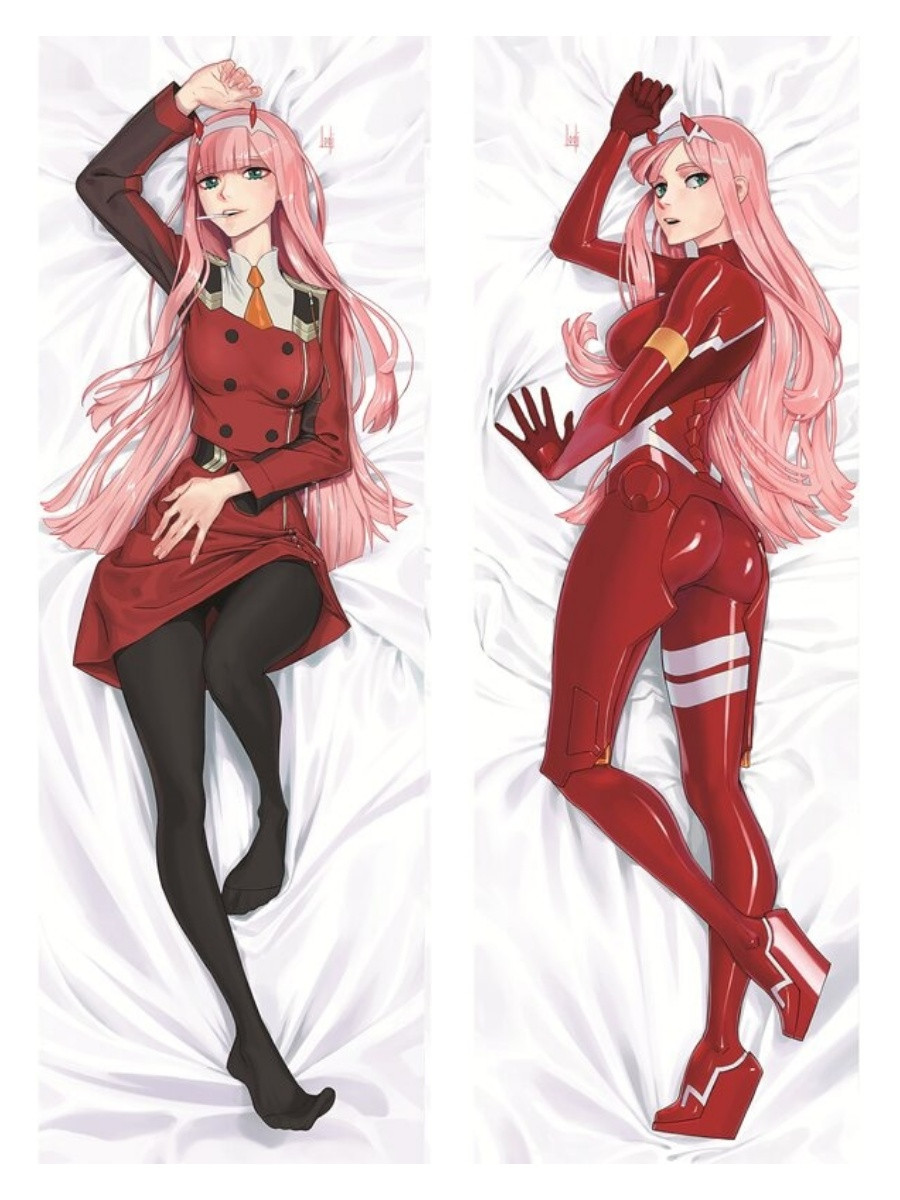 105х35 см Зеро Ту Zero Two Подушка обіймашка Дакімакура аніме двостороння зі знімною наволочкою тяг, фото 1