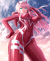 Полотенце 150х90 ZERO TWO Зеро Ту принт дакимакура аниме пляжное Darling in the FranХХ Милый во Франксе