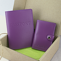 Подарунковий жіночий набір №60: обкладинка документи + обкладинка на паспорт (фуксія)