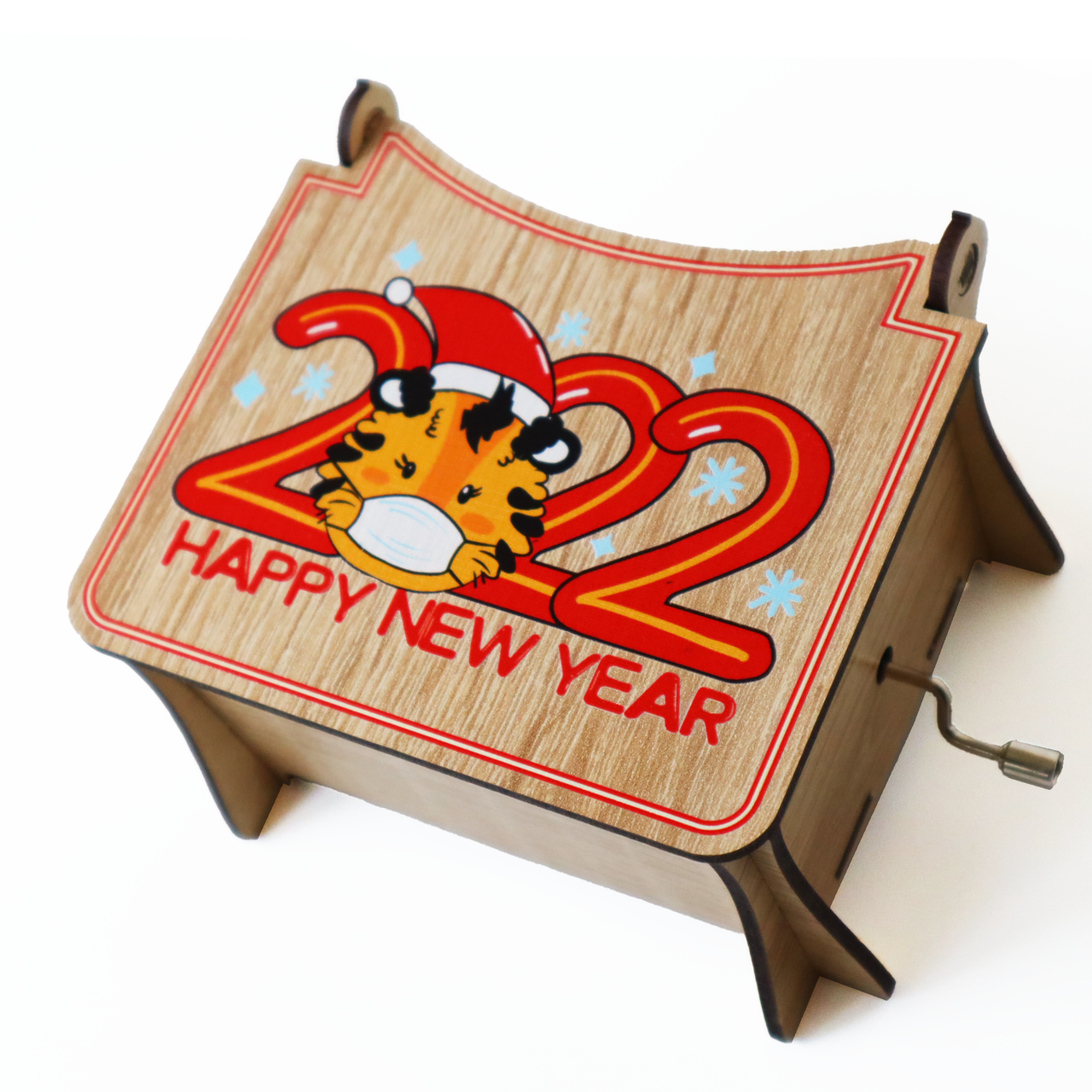 Музична скринька з дерева Тигр 2022 Happy New Year 13х9.5х7 см новорічна