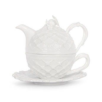 Білий кавовий набір чашки і заварника Trame in bianco