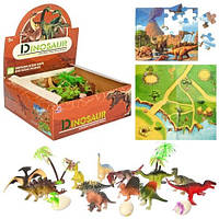 Динозаври 12 шт від 11см, яйце 3 шт, пазли, ігрове поле, дерево 2 шт, коробка 21-7,5-21 см