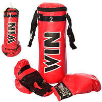 Боксерский набор MR 0154 груша37-14см, наполнитель-текстиль, перчатки 2шт,в сетке