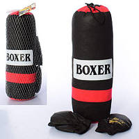 Боксерский набор MR 0509 груша(наполнитель текстиль), перчатки 2шт, 16см, в сетке