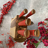 Набір кухонних ножів із дерев'яною підставкою 7 предметів Edenberg EB-11029 Набір ножів із неіржавкої сталі, фото 3