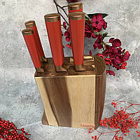 Набір кухонних ножів із дерев'яною підставкою 7 предметів Edenberg EB-11029 Набір ножів із неіржавкої сталі