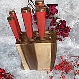 Набір кухонних ножів із дерев'яною підставкою 7 предметів Edenberg EB-11029 Набір ножів із неіржавкої сталі, фото 2