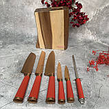 Набір кухонних ножів із дерев'яною підставкою 7 предметів Edenberg EB-11029 Набір ножів із неіржавкої сталі, фото 8