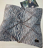 Модный демисезонный женский платок-шаль с леопардовым принтом 95*95 Турция бежевый